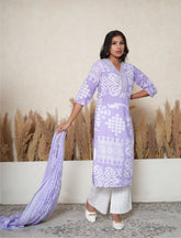 Lavender abstract print cotton suit set